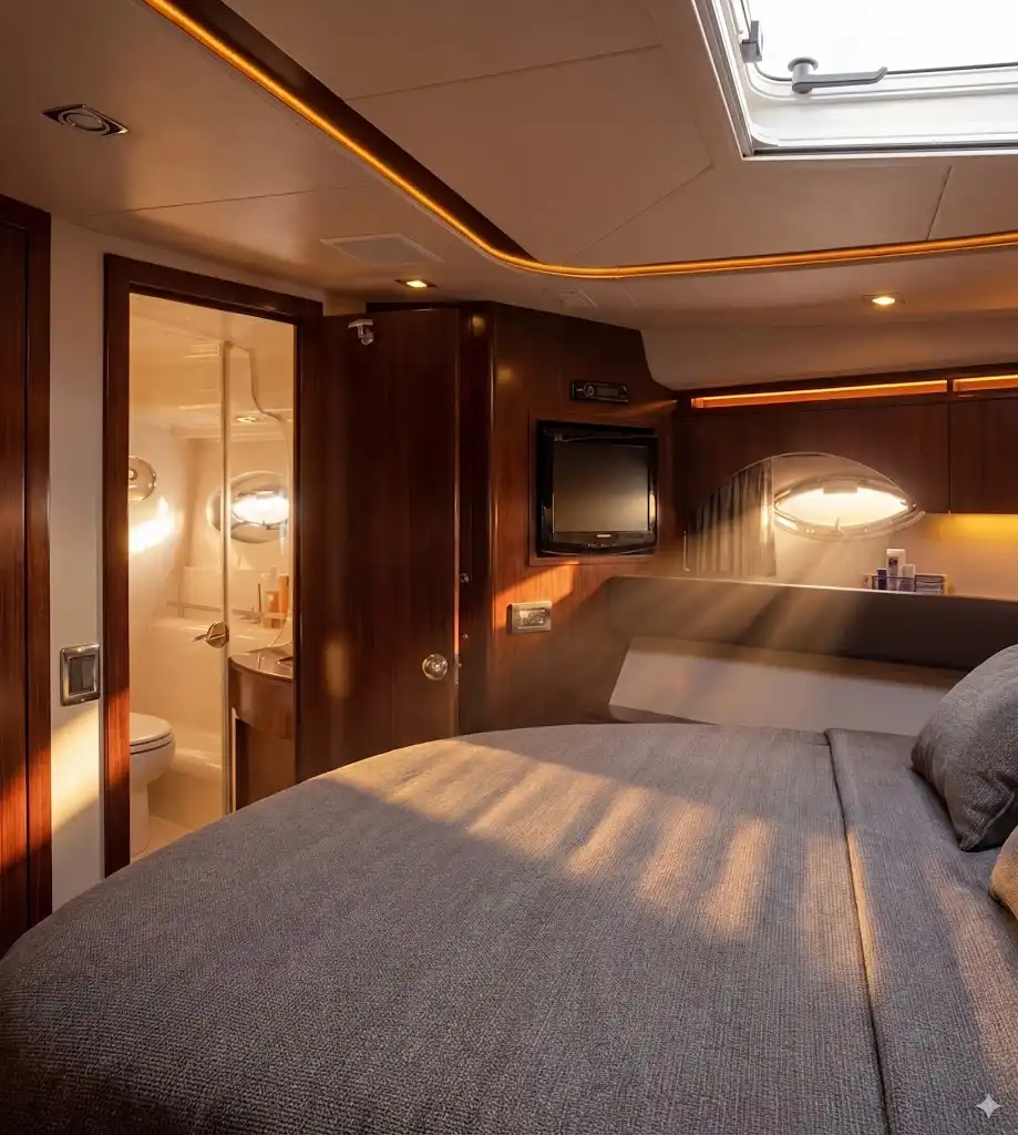Private overnight stateroom aboard C Weed — custom multi-day yacht voyage BC